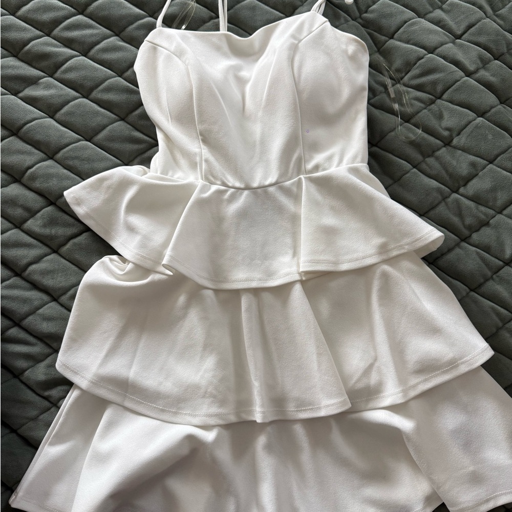 Trixxi White Tiered Mini Dress